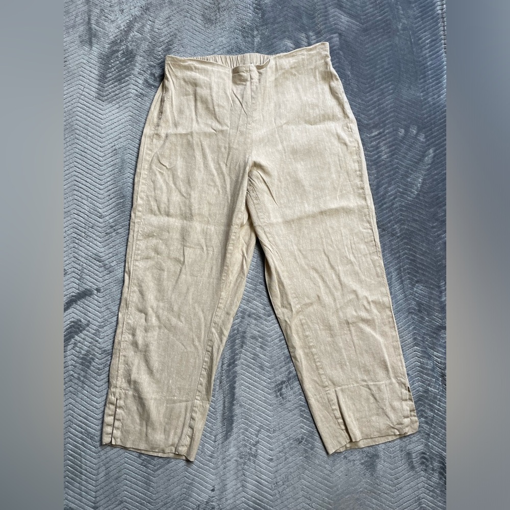J.Jill Linen Stretch Khaki Crop Pants‎ XL